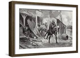 Gunner J Rafferty Carrying a Wounded Woman to Safety from a Farmhouse Which Was Being Shelled-John Harris Valda-Framed Giclee Print