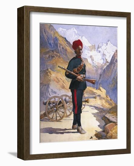 Gunner of the Mountain Battery, Punjabi Musalman, Illustration for 'Armies-Alfred Crowdy Lovett-Framed Giclee Print