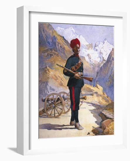 Gunner of the Mountain Battery, Punjabi Musalman, Illustration for 'Armies-Alfred Crowdy Lovett-Framed Giclee Print