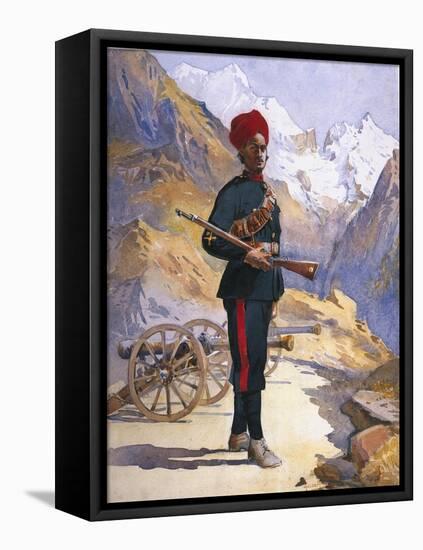Gunner of the Mountain Battery, Punjabi Musalman, Illustration for 'Armies-Alfred Crowdy Lovett-Framed Stretched Canvas