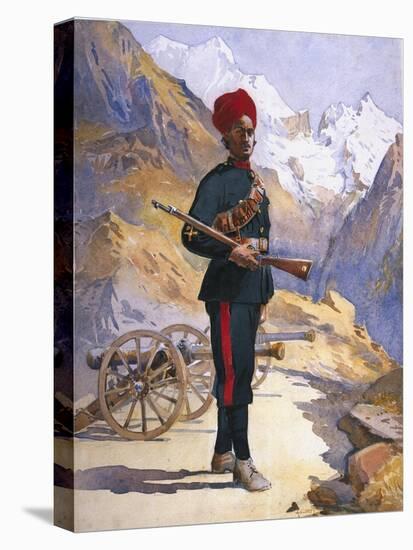Gunner of the Mountain Battery, Punjabi Musalman, Illustration for 'Armies-Alfred Crowdy Lovett-Stretched Canvas