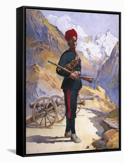 Gunner of the Mountain Battery, Punjabi Musalman, Illustration for 'Armies-Alfred Crowdy Lovett-Framed Stretched Canvas