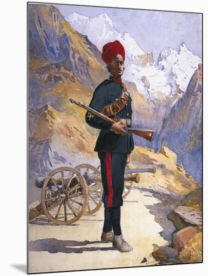 Gunner of the Mountain Battery, Punjabi Musalman, Illustration for 'Armies-Alfred Crowdy Lovett-Mounted Giclee Print