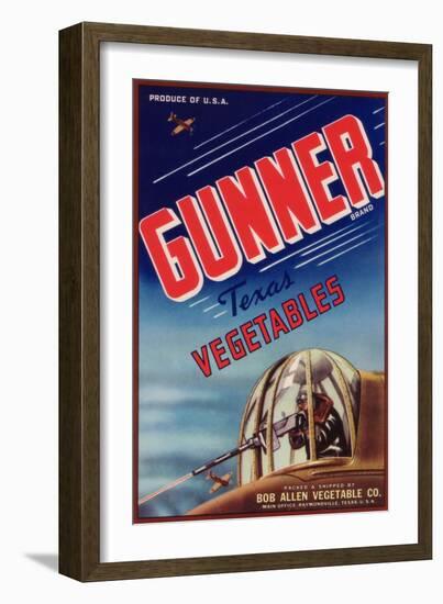 Gunner Vegetable Label - Raymondville, TX-Lantern Press-Framed Art Print