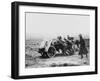 Gunners Manhandling a Trench Gun into a New Position on the Somme During World War I-Robert Hunt-Framed Photographic Print