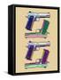 Guns Amber Pop Art Poster-null-Framed Stretched Canvas