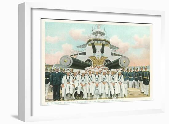 Guns and Gunners of USS Battleship Kentucky-null-Framed Art Print