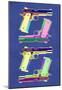 Guns Blue Pop-Art Poster-null-Mounted Poster