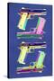 Guns Blue Pop-Art Poster-null-Stretched Canvas