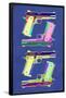 Guns Blue Pop-Art Poster-null-Framed Poster