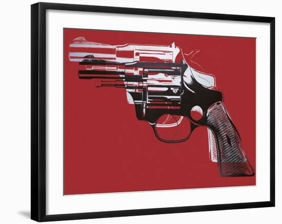 Guns, c. 1981-82 (white and black on red)-Andy Warhol-Framed Art Print