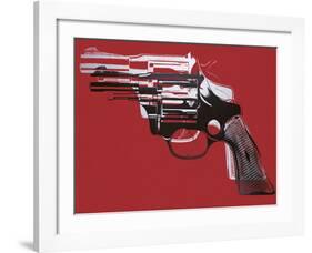 Guns, c. 1981-82 (white and black on red)-Andy Warhol-Framed Art Print