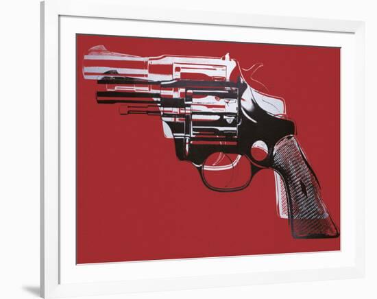 Guns, c. 1981-82 (white and black on red)-Andy Warhol-Framed Art Print