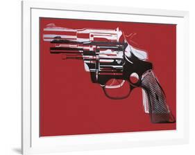 Guns, c. 1981-82 (white and black on red)-Andy Warhol-Framed Art Print