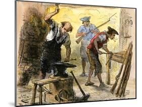 Gunsmiths Forging Muskets for the Minutemen Before the American Revolution, c.1770-null-Mounted Giclee Print