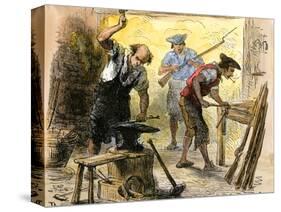 Gunsmiths Forging Muskets for the Minutemen Before the American Revolution, c.1770-null-Stretched Canvas