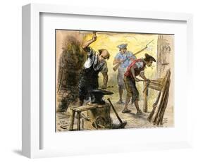 Gunsmiths Forging Muskets for the Minutemen Before the American Revolution, c.1770-null-Framed Giclee Print