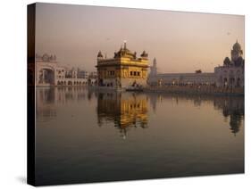 Guru's Bridge over the Pool of Nectar, Leading to the Golden Temple of Amritsar, Punjab, India-Jeremy Bright-Stretched Canvas