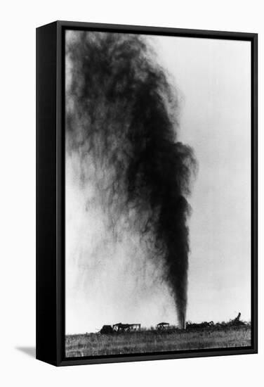 Gushing Oil Well after Gas Explosion Destroyed Derrick-null-Framed Stretched Canvas