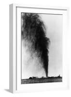 Gushing Oil Well after Gas Explosion Destroyed Derrick-null-Framed Photographic Print