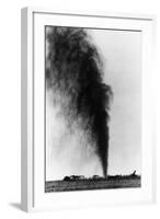 Gushing Oil Well after Gas Explosion Destroyed Derrick-null-Framed Photographic Print