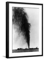 Gushing Oil Well after Gas Explosion Destroyed Derrick-null-Framed Photographic Print