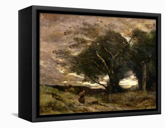 Gust of Wind, 1866-Jean-Baptiste-Camille Corot-Framed Stretched Canvas