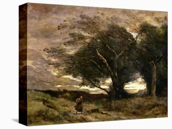 Gust of Wind, 1866-Jean-Baptiste-Camille Corot-Stretched Canvas