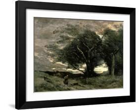 Gust of Wind-Jean-Baptiste-Camille Corot-Framed Art Print