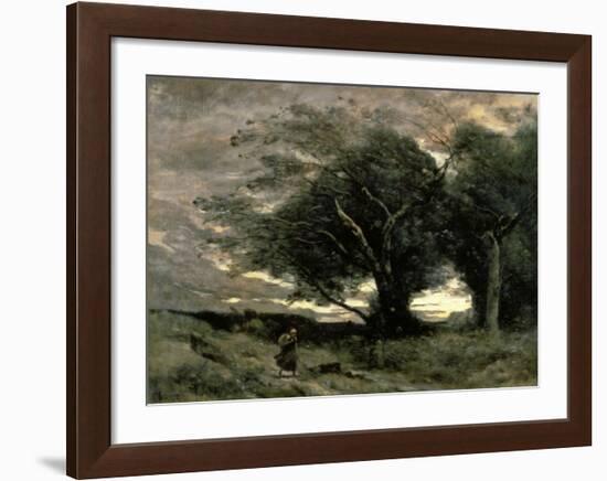 Gust of Wind-Jean-Baptiste-Camille Corot-Framed Art Print