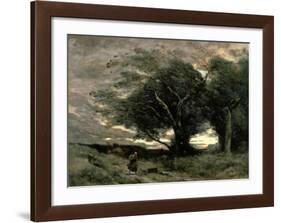 Gust of Wind-Jean-Baptiste-Camille Corot-Framed Art Print