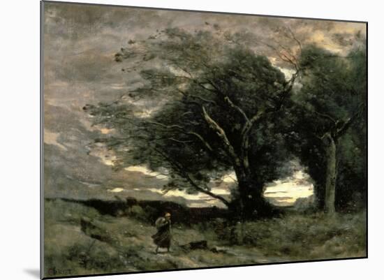 Gust of Wind-Jean-Baptiste-Camille Corot-Mounted Art Print