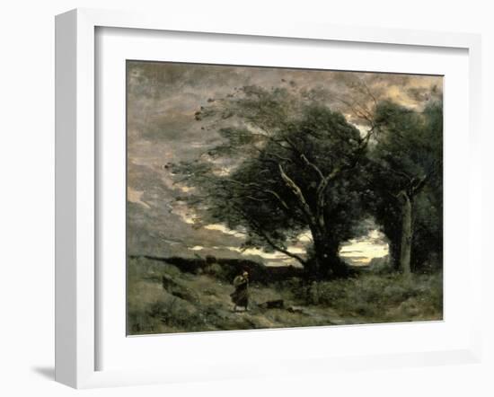 Gust of Wind-Jean-Baptiste-Camille Corot-Framed Art Print