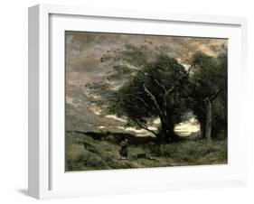 Gust of Wind-Jean-Baptiste-Camille Corot-Framed Art Print