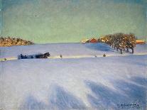 A Sleigh in a Snowbound Landscape-Gustaf Ankarcrona-Framed Stretched Canvas