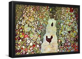 Gustav Klimt Garden Path with Chickens Art Print Poster-null-Framed Poster