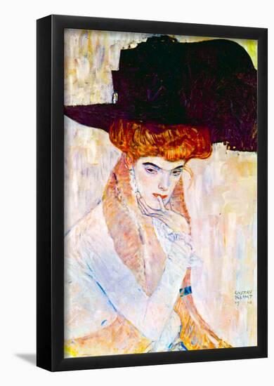 Gustav Klimt The Black Hat Art Print Poster-null-Framed Poster