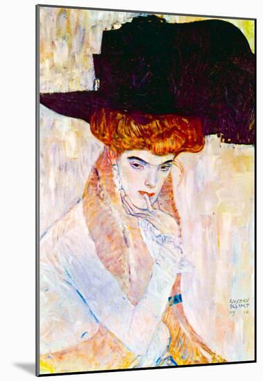 Gustav Klimt The Black Hat Art Print Poster-null-Mounted Poster