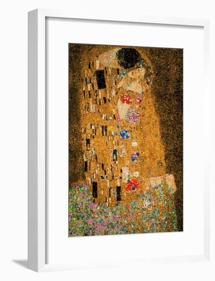 Gustav Klimt The Kiss 8 Bit-null-Framed Poster