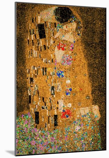 Gustav Klimt The Kiss 8 Bit-null-Mounted Poster