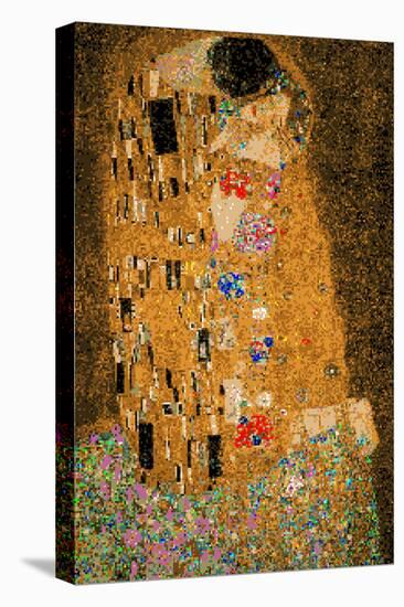 Gustav Klimt The Kiss 8 Bit-null-Stretched Canvas