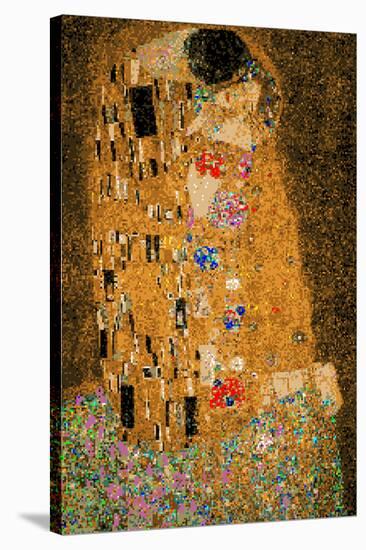 Gustav Klimt The Kiss 8 Bit-null-Stretched Canvas