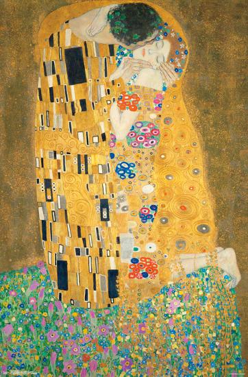 Gustav Klimt- The Kiss-Gustav Klimt-Lamina Framed Poster