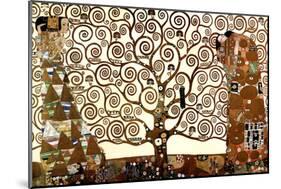 Gustav Klimt The Tree of Life in Brown and Gold Art Poster Print-null-Mounted Poster