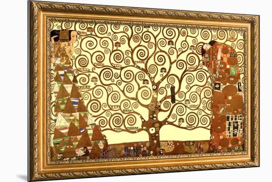 Gustav Klimt Tree of Life with Gilded Faux Frame Border-null-Mounted Standard Poster