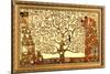 Gustav Klimt Tree of Life with Gilded Faux Frame Border-null-Mounted Poster