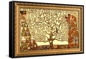 Gustav Klimt Tree of Life with Gilded Faux Frame Border-null-Framed Stretched Canvas