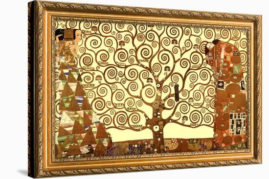 Gustav Klimt Tree of Life with Gilded Faux Frame Border-null-Stretched Canvas