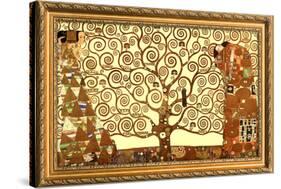 Gustav Klimt Tree of Life with Gilded Faux Frame Border-null-Stretched Canvas