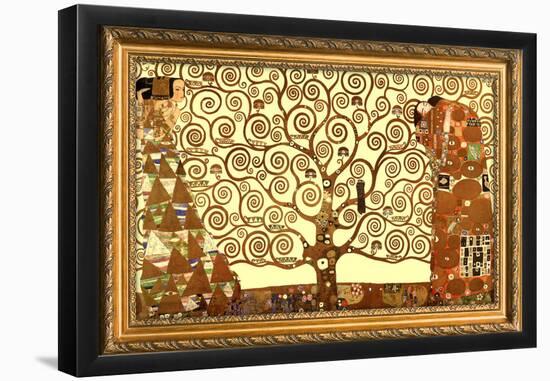 Gustav Klimt Tree of Life with Gilded Faux Frame Border-null-Framed Poster